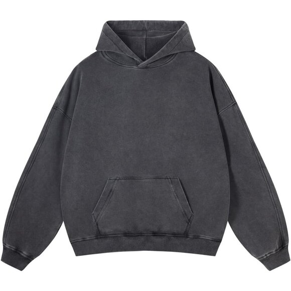 Other - Men's Black Pullover Plain Preppy Streetwear Cotton Vintage Hoodies Sweatshirt